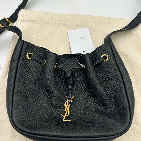Saint Laurent Black Shoulder Bag with Gold Accents - Picture 13 of 16